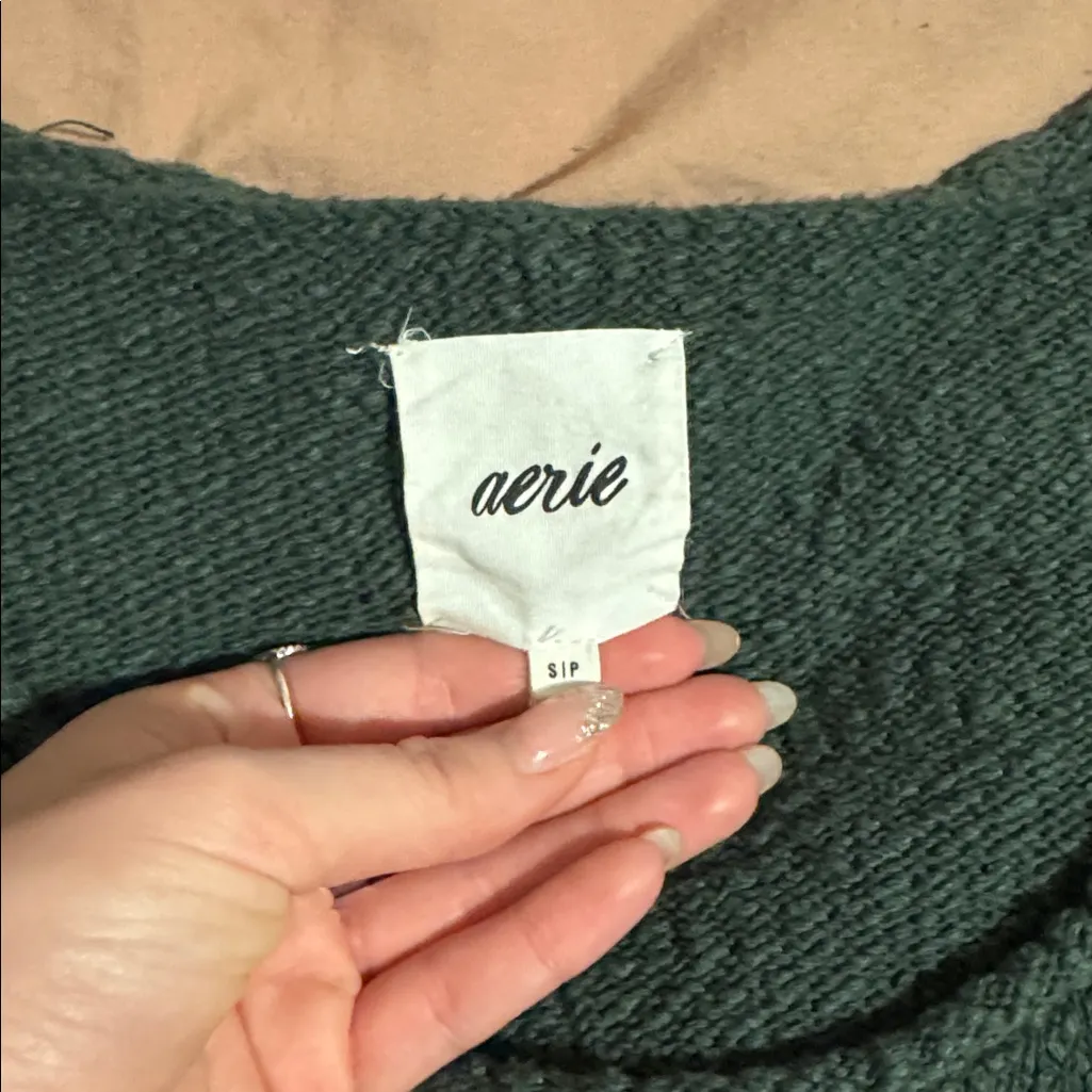 Aerie Forest Green Scoop Neck Sweater Small - Image 2
