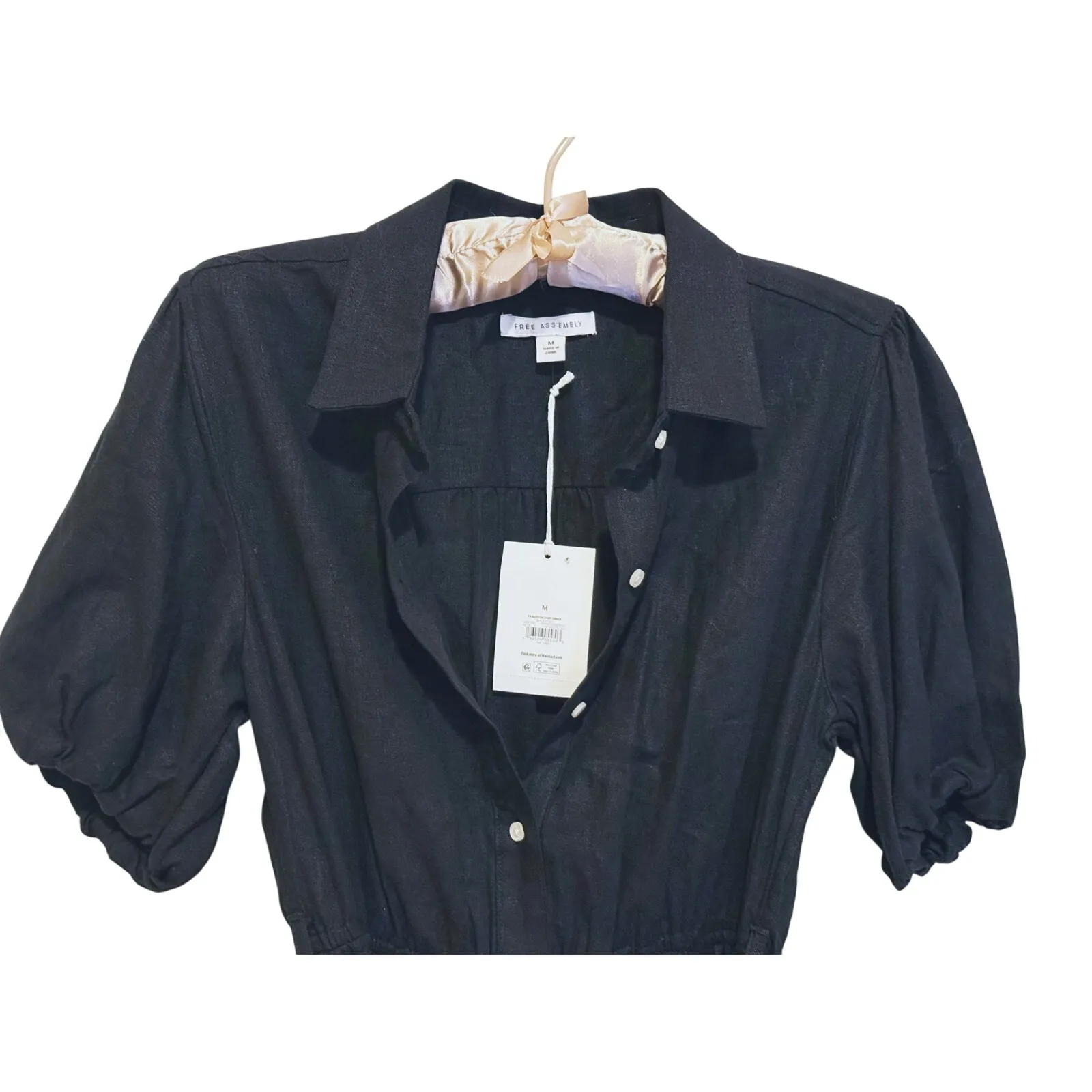 NWT Babydoll Milkmaid Puff Sleeve Shirt Dress Medium Black Whimsigoth Cottage - Image 5