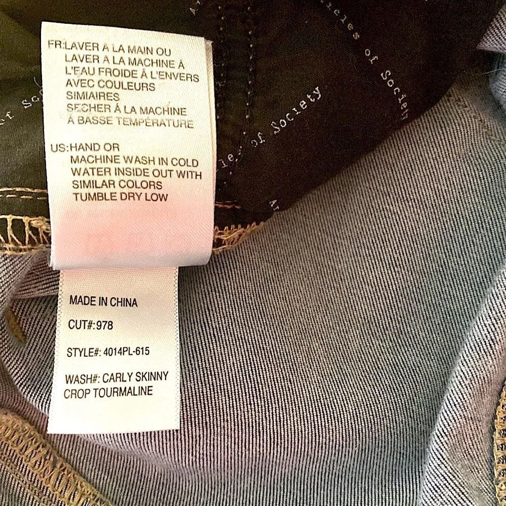 Articles Of Society Jeans Women's Carly Skinny Crop Tourmaline Size 27 R… - Image 4