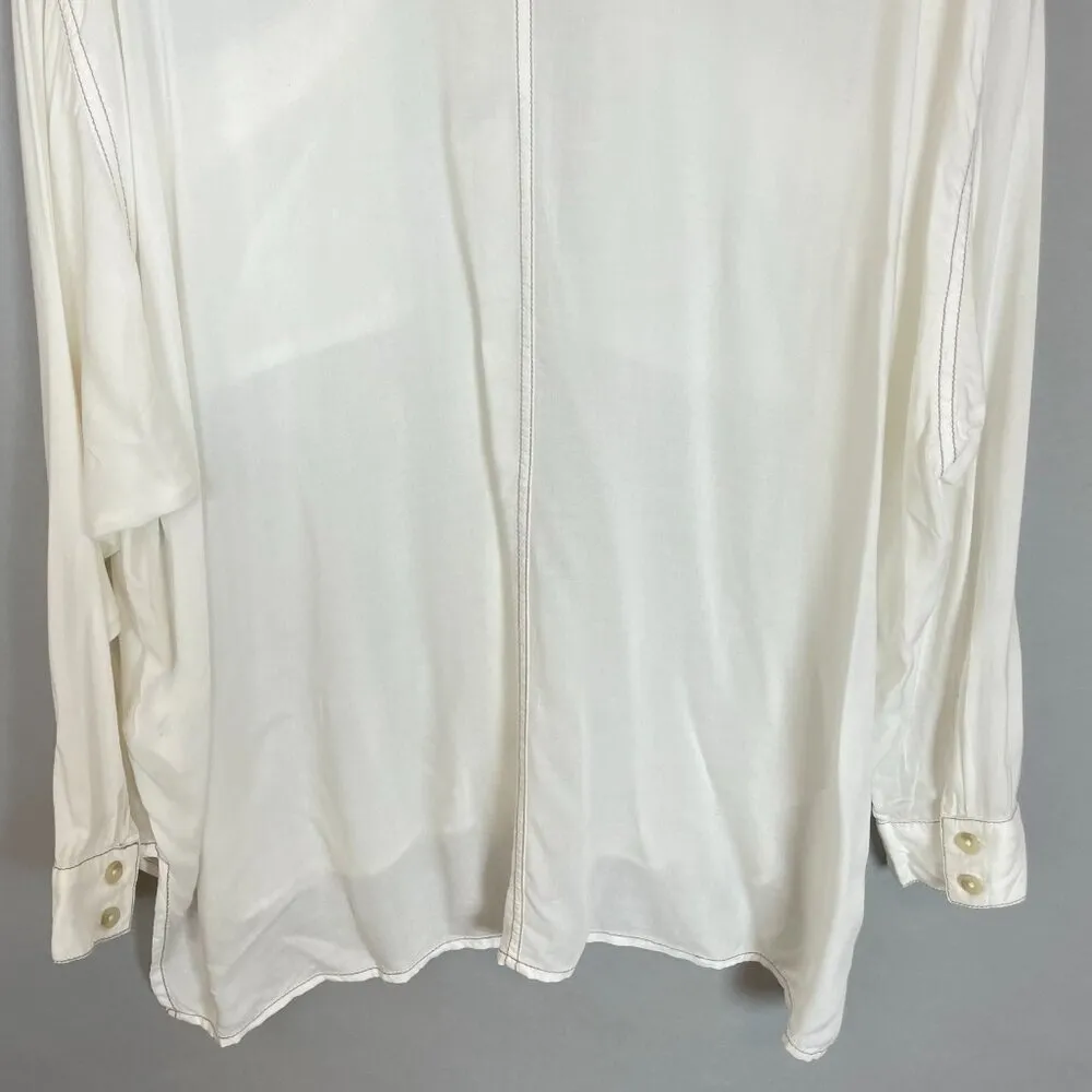 Urban Outfitters Blouse White Semi-Sheer Long Sleeve FLAWS Size Medium Women Top - Image 15