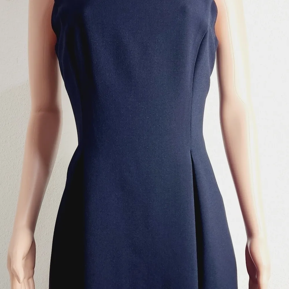JESSICA Howard Navy Mini Fit & Flare Dress with Bow Design Back Petite Size: 12P - Image 3
