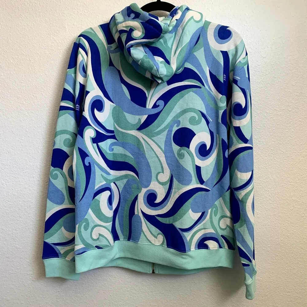 NWT Hill House The Allie Zip Hoodie in Ocean Kaleidoscope Blue - Image 3