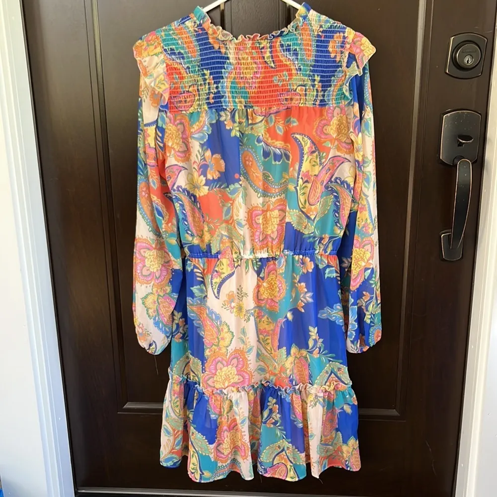 Like New Boston Proper Paisley Patches Peasant Dress Size Medium - Image 12