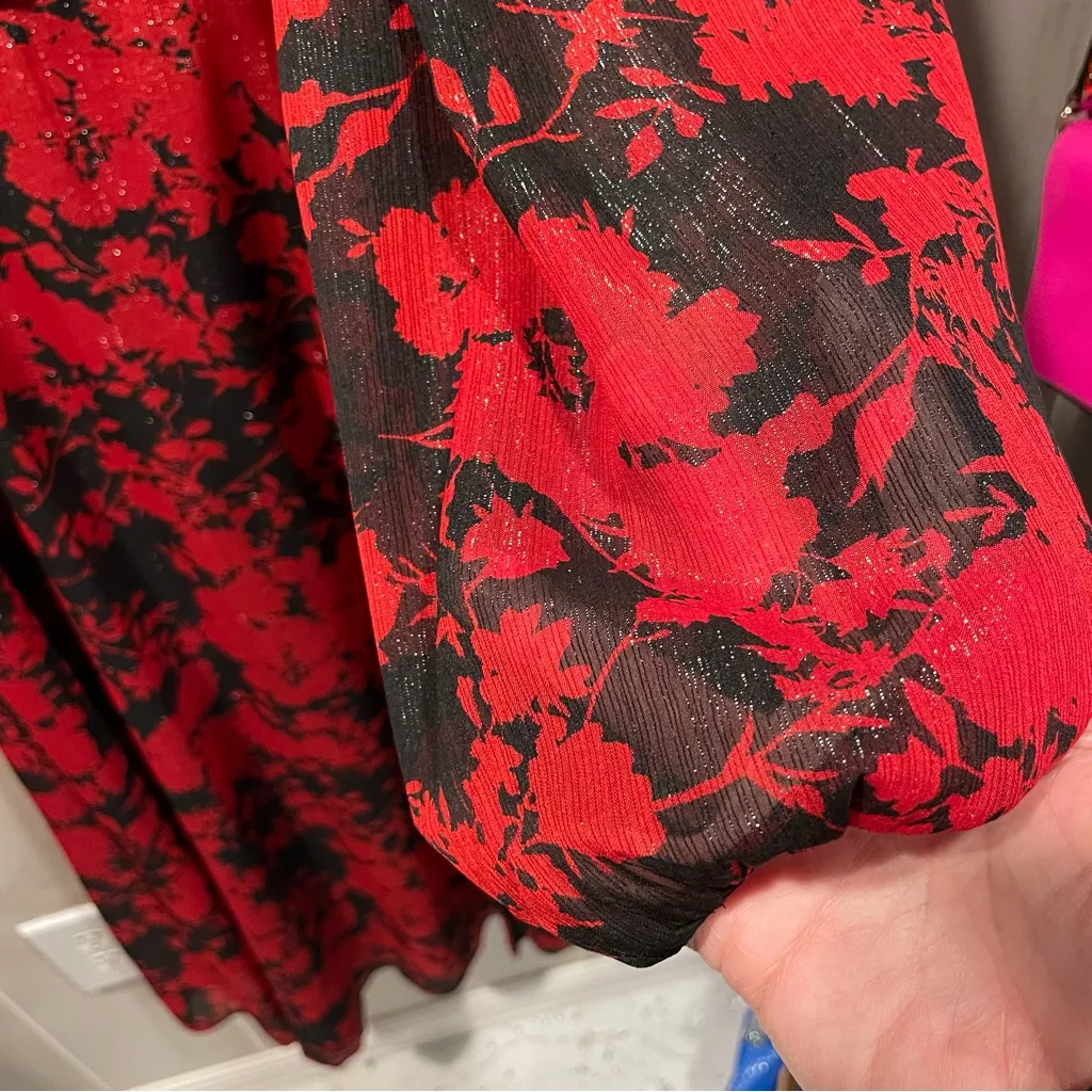 Beautiful Julia Jordan fairy whimsigoth mock neck maxi floral shimmer dress - Image 9