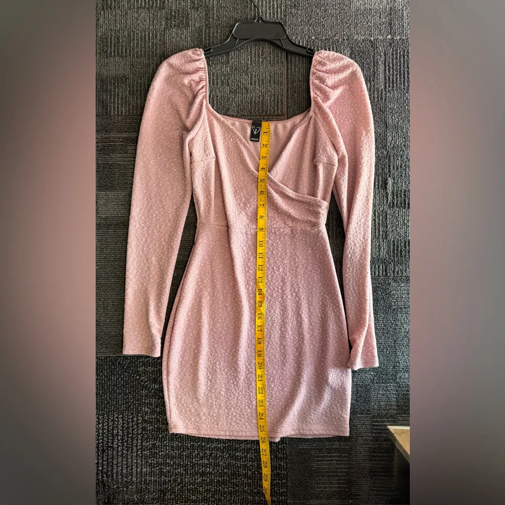 WINDSOR - SIZE M- Pink Sparkle Long Sleeve Mini Dress - Image 7
