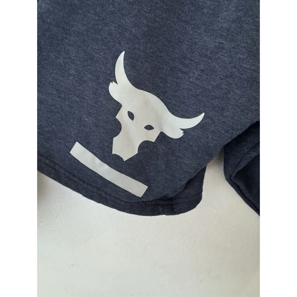 Under Armour Project Rock Navy Blue Logo Cropped Hoodie Sweatshirt Womens Large - Image 4