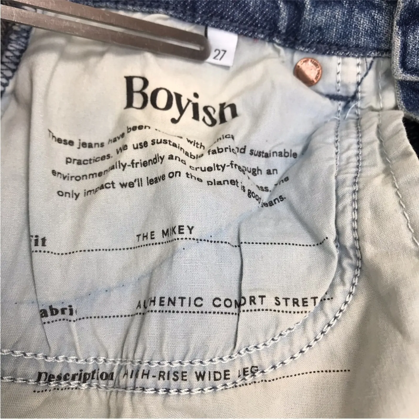 BOYISH Distressed Wide Leg Jean Bootcut Women 27 Eco Gorpcore Retro Boho NWT - Image 14