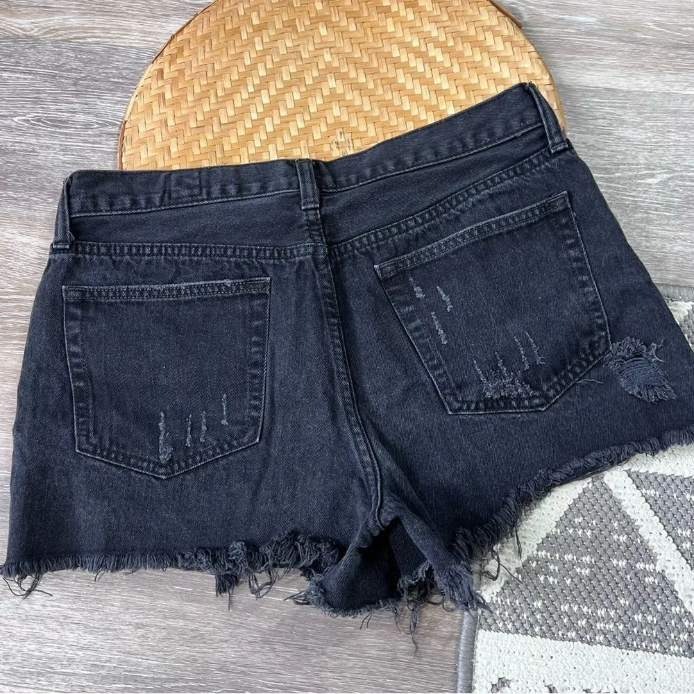 Free people Sofia black distressed denim shorts‎ women’s size 31 - Image 3