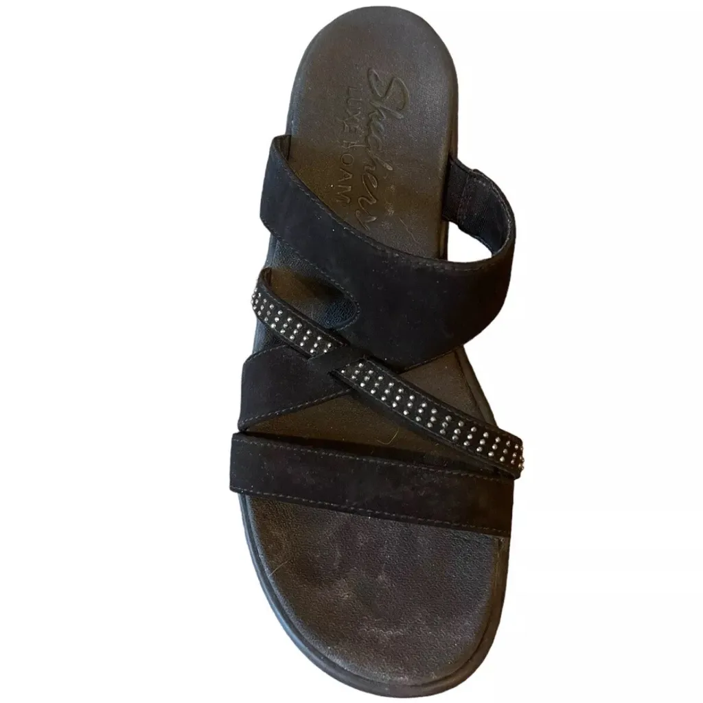 Skecher Luxe Foam Women’s Sandals Size 10 Black - Image 5