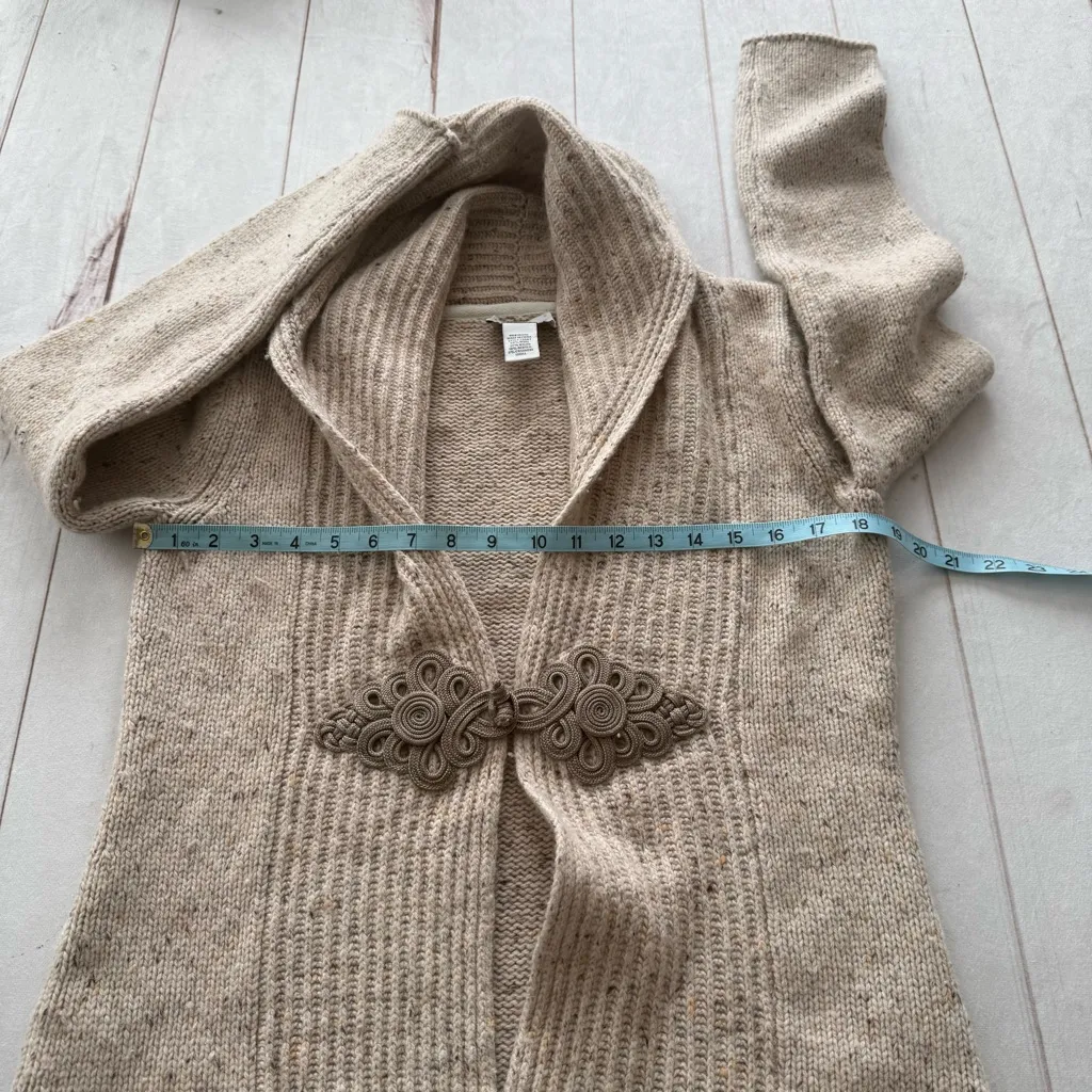 Soft Surroundings Sweater Cardigan Wool Cashmere blend Women’s S Oatmeal Shawl - Image 7