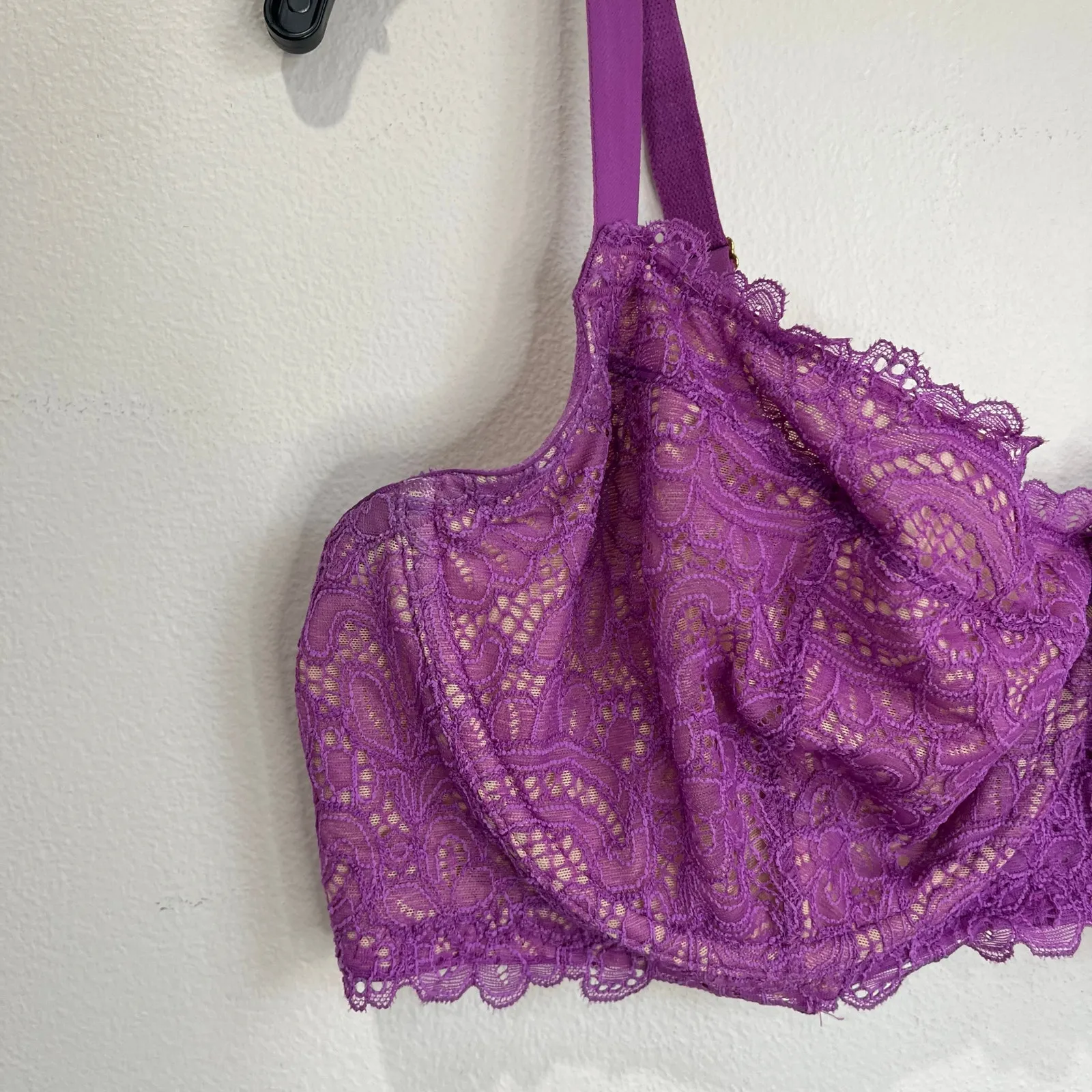Soma Intimates Prism Lace Balconette Bra 40DD Purple Unlined Underwire - Image 3