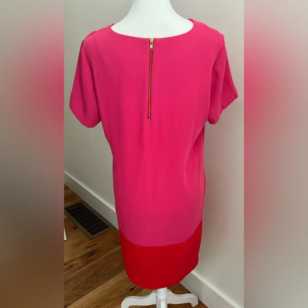 Cynthia Rowley Pink and Red  color block Dress size 6 - Image 3