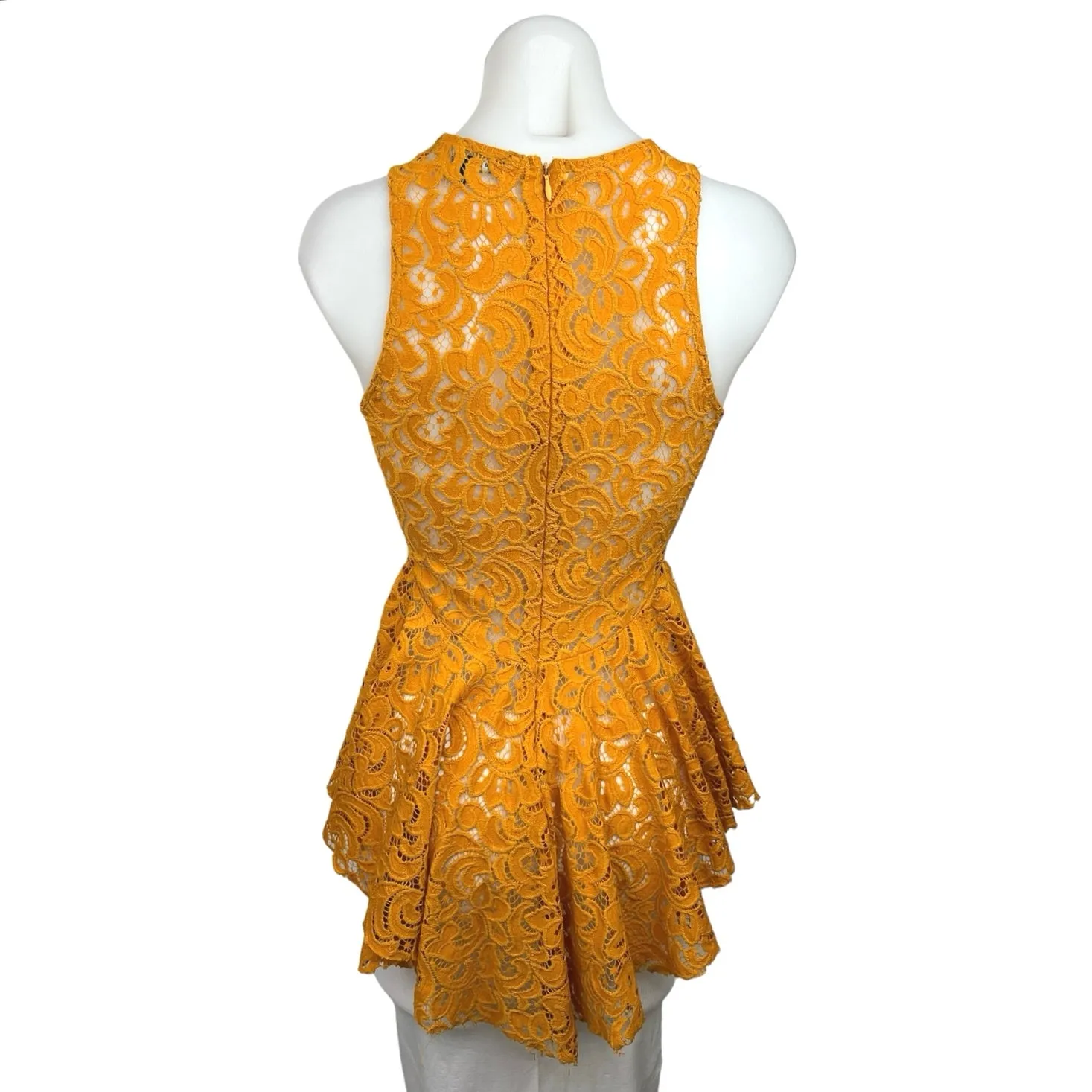 Haute Monde Orange Embroidered Lace Sleeveless Peplum Blouse Top Size M - Image 2