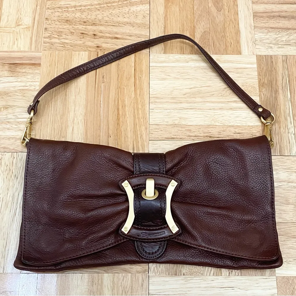 B Makowsky B. Makowsky 100% Genuine Leather Brandy Convertible Envelope Clutch Shoulder Bag - Image 4