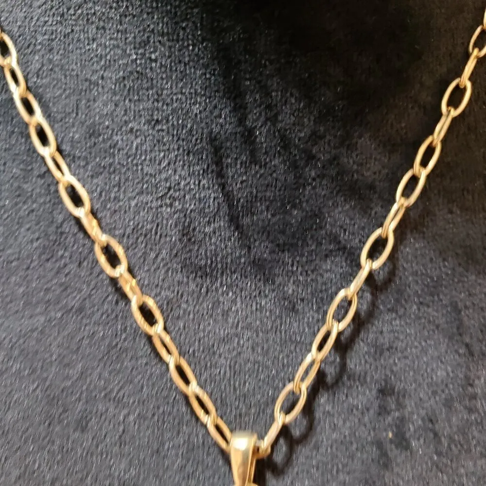 Women Yellow Crystal Teardrop Pendant Cable Link Chain Necklace w/ Lobster Clasp - Image 4