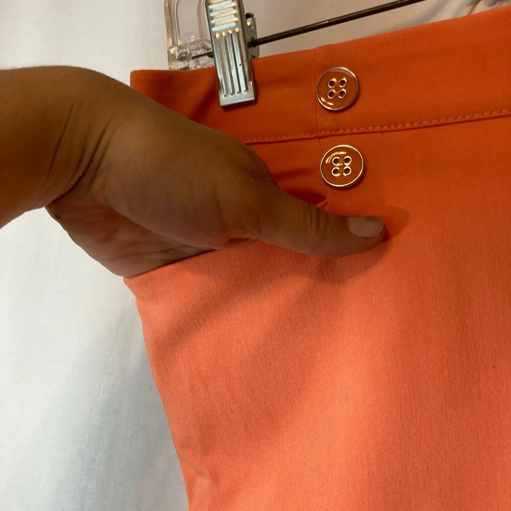 Verve Blues Salmon Pink Orange Pull On Buttons Bermuda Shorts Size M - Image 4