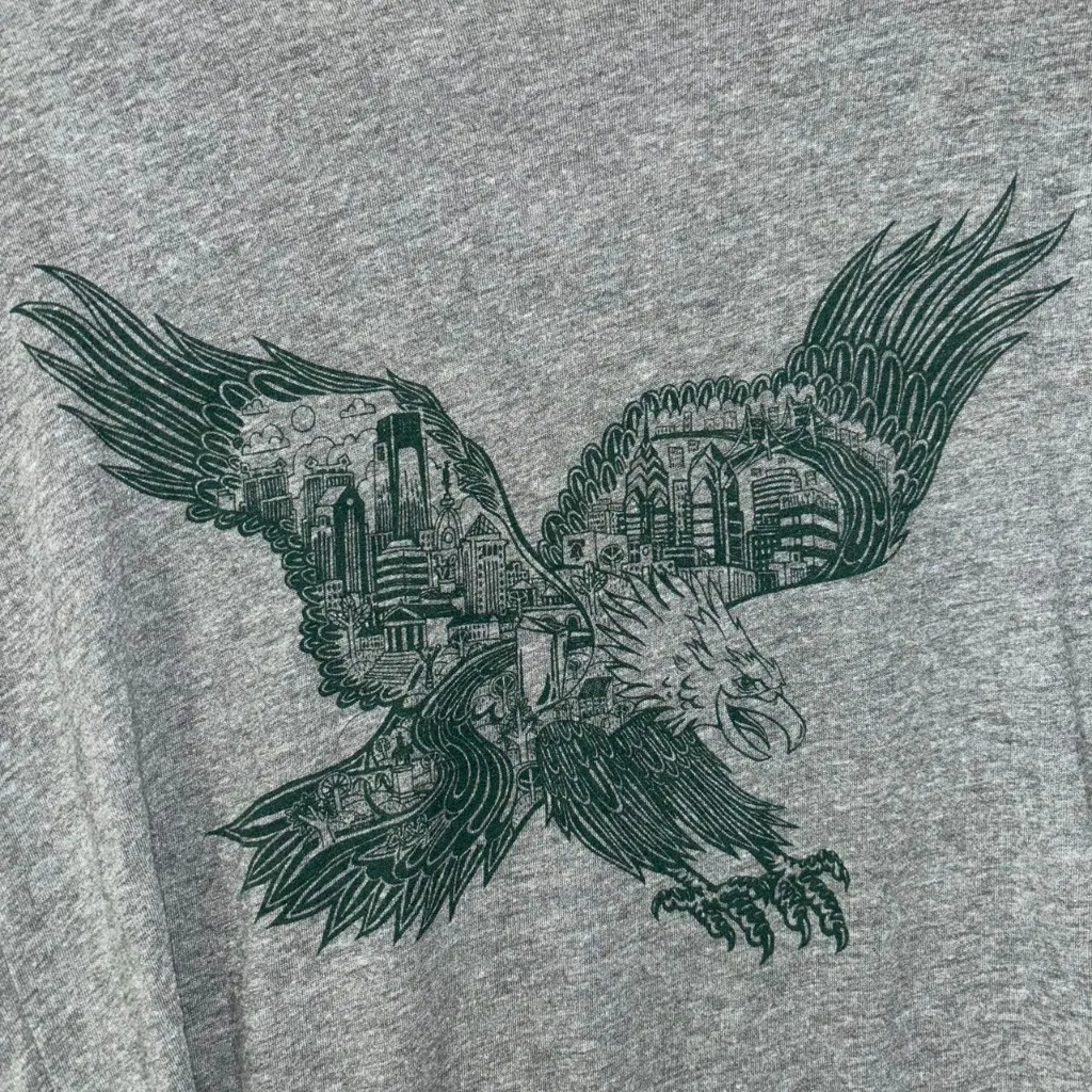 Paul carpenter art - EAGLE SKYLINE HEATHER GREY UNISEX TEE - Image 2