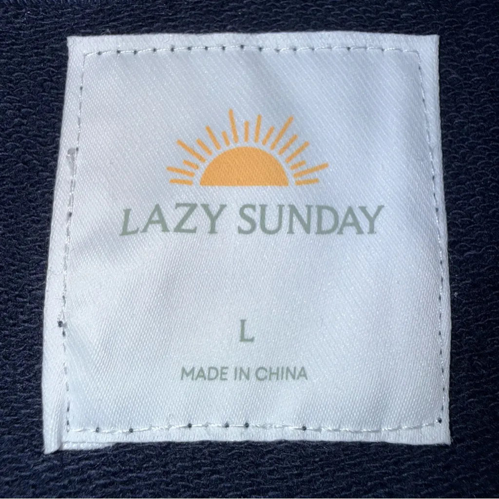 Lazy Sunday Hamptons Sport Club Navy Blue Graphic Cotton Sweatshirt Size Large - Image 4