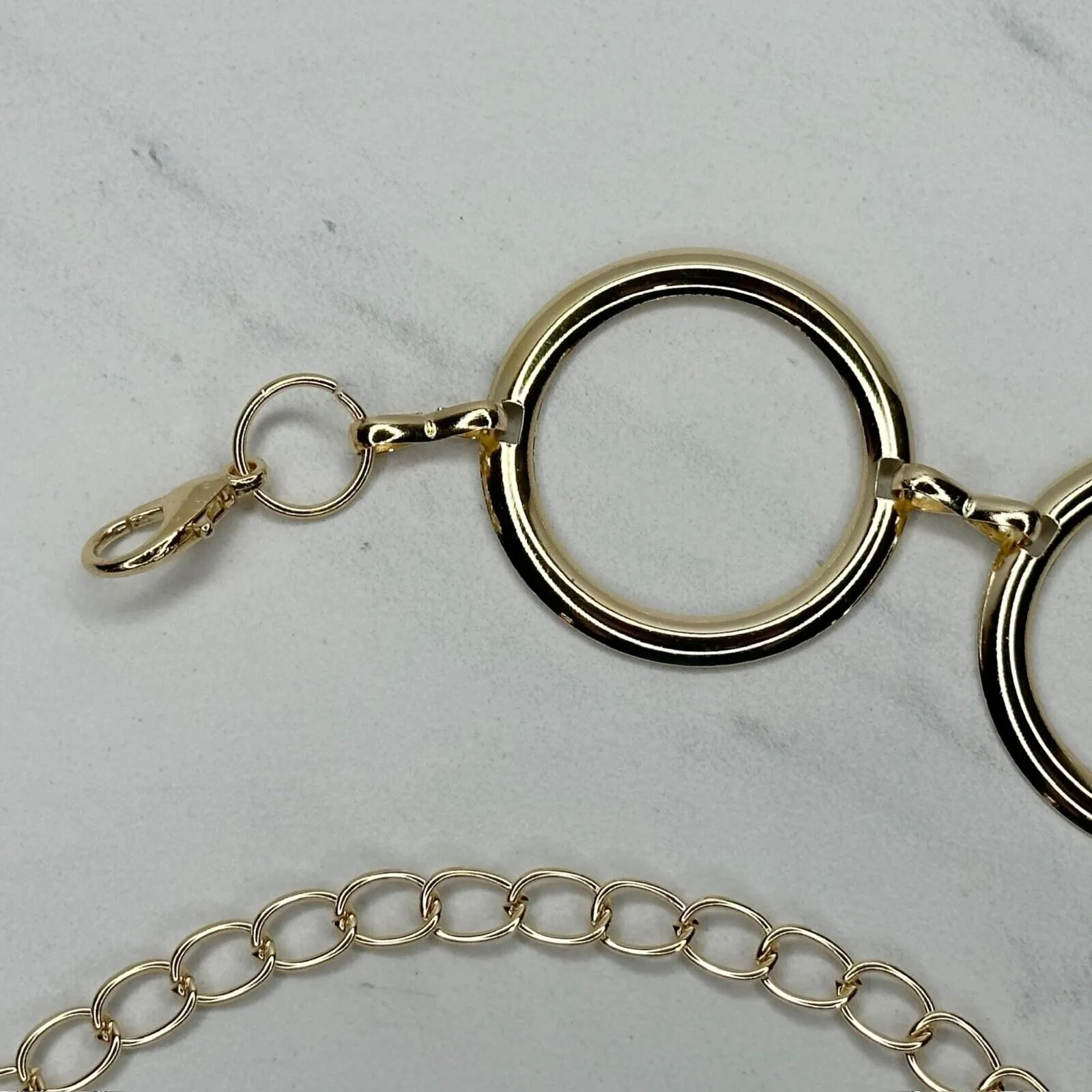 Womens Gold Tone Hoop Chain Link Belt Y2K Festival Wide One Size (OS) ✨ - Image 3