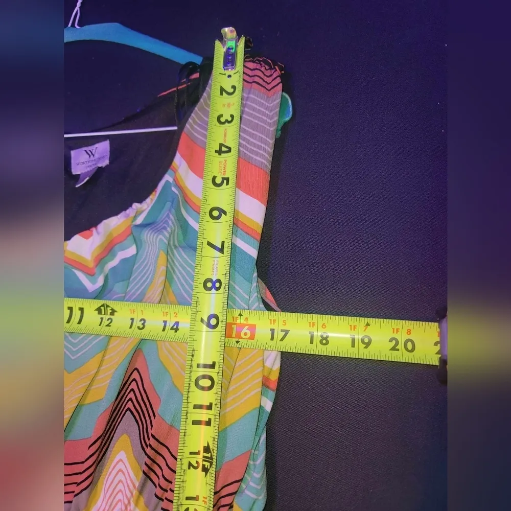 Worthington Women's Multicolor Polyester Scoop Neck Sleeveless Long Maxi Dress L - Image 13