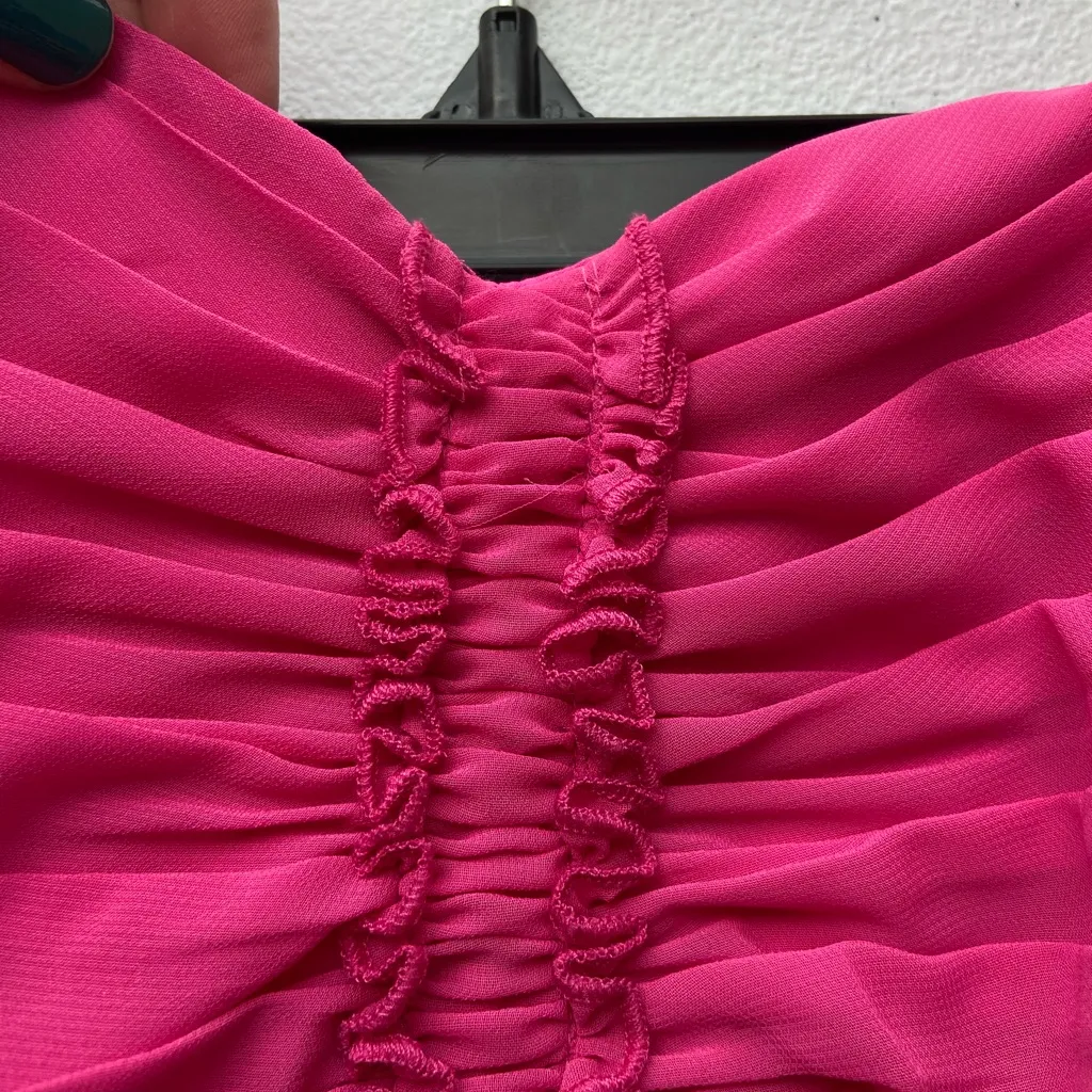 Alfred Angelo women’s pink layered ruffle‎ strapless zip knee length flowy dress - Image 8