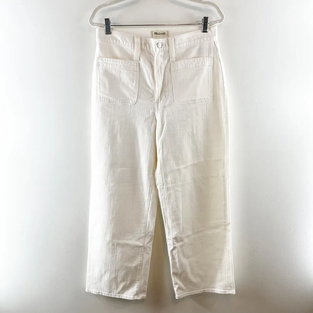 Madewell The Perfect Vintage Wide Leg Crop Jeans Patch Pocket Tile White 10 - Image 2