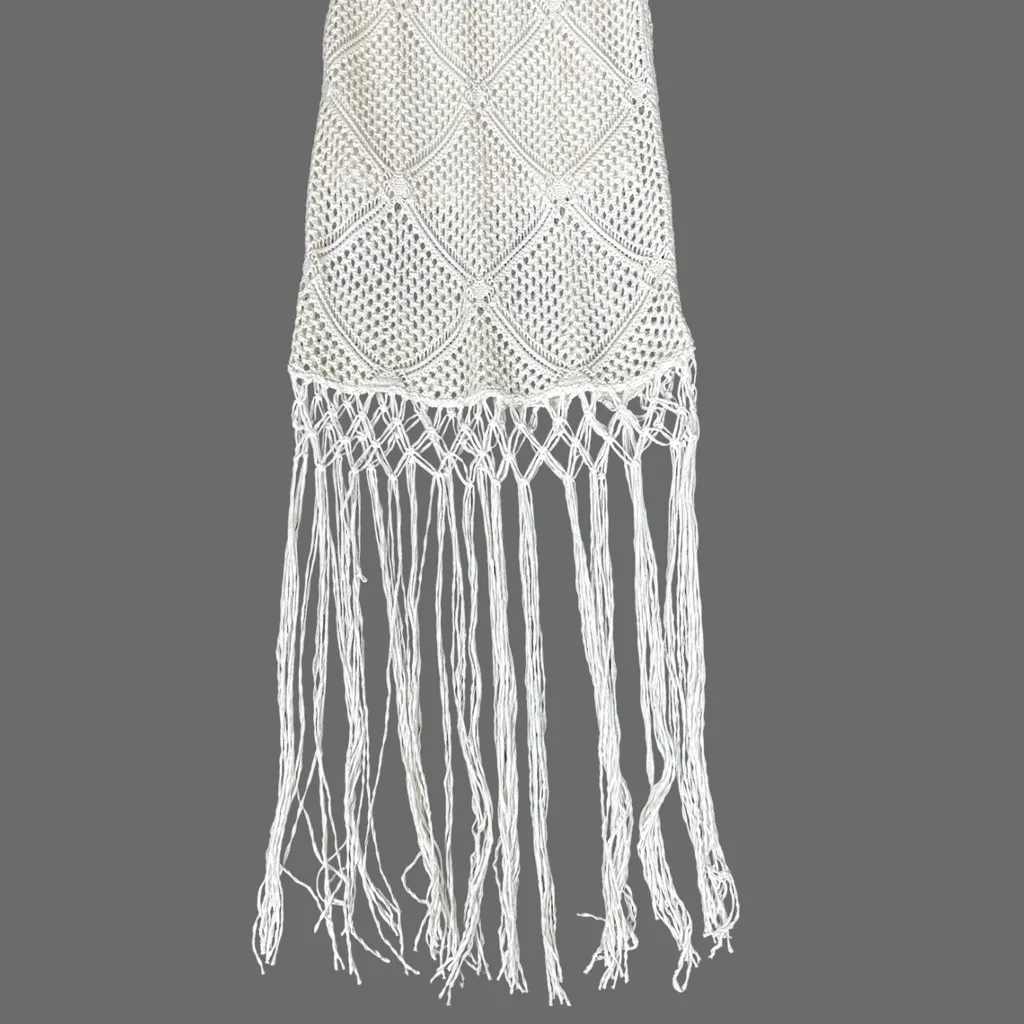 EUC Abercrombie & Fitch Crochet Fringed Dress Cream Size Small - Image 6