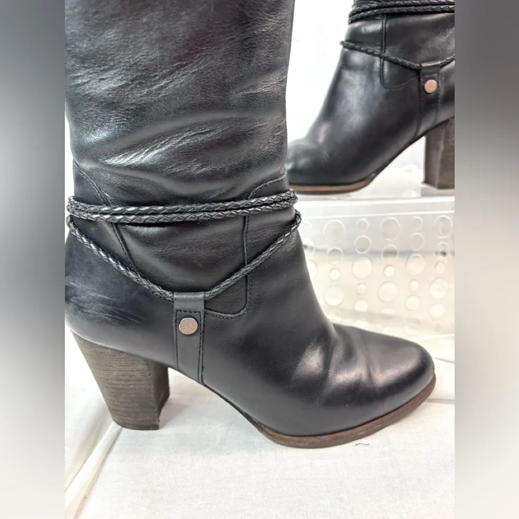 UGG Neoma 8.5 Tall Western Braided Leather Fashion Zip Boots Style 1008623 - Image 3