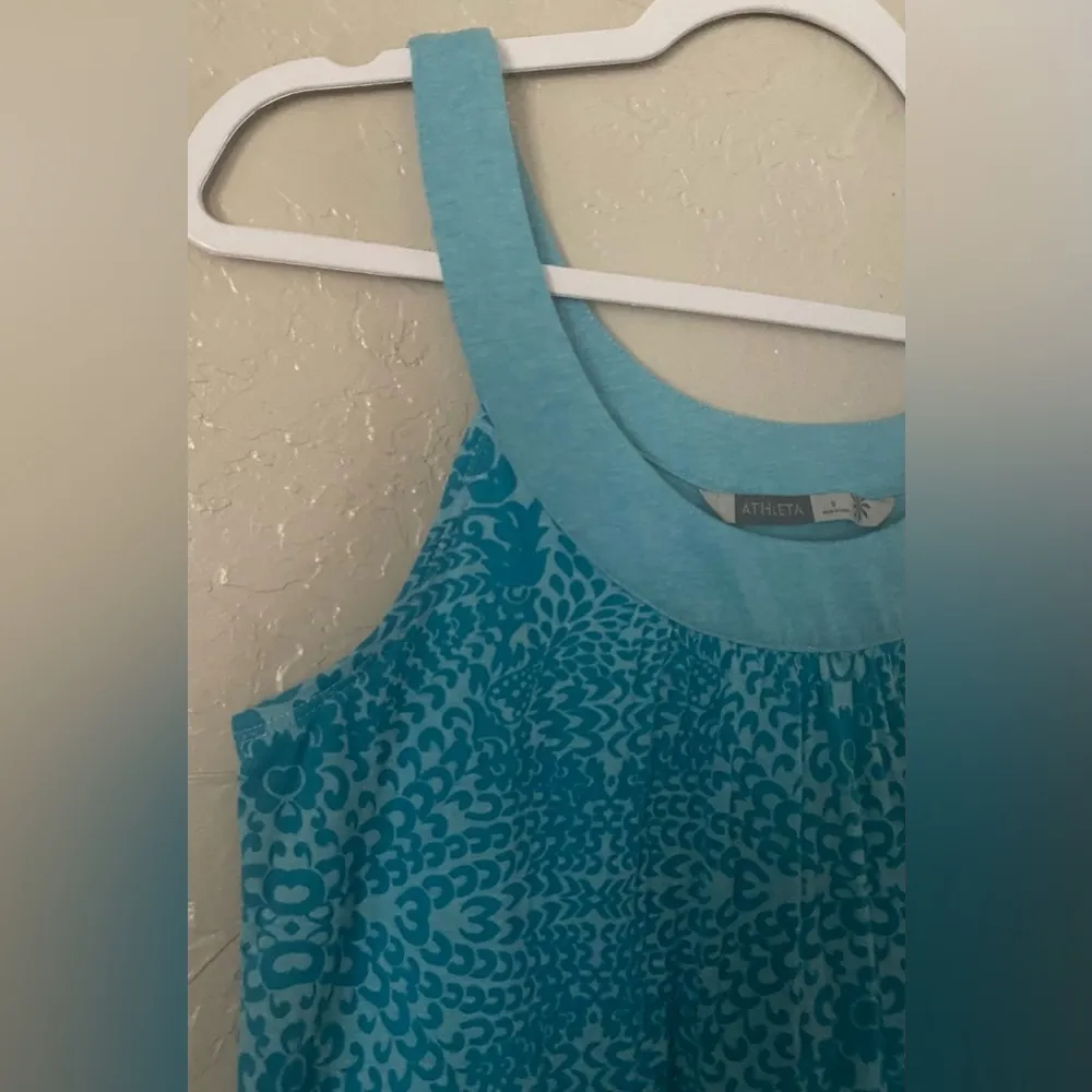 Athleta Dress Womens Small Blue Floral  Print Sleeveless Knit Athleisure - Image 5