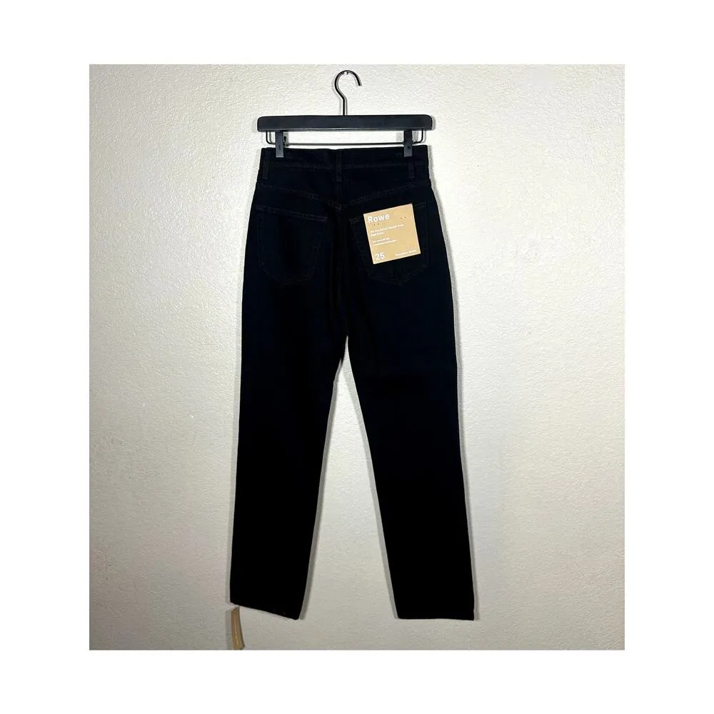 Reformation Mid Rise Relaxed Straight Black Jean Rigid Denim 25 Camille Rowe - Image 7