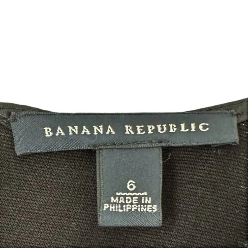 BANANA REPUBLIC Black Ponte Sleeveless V-Neck Dress Size 6 Career Cocktail - Image 4