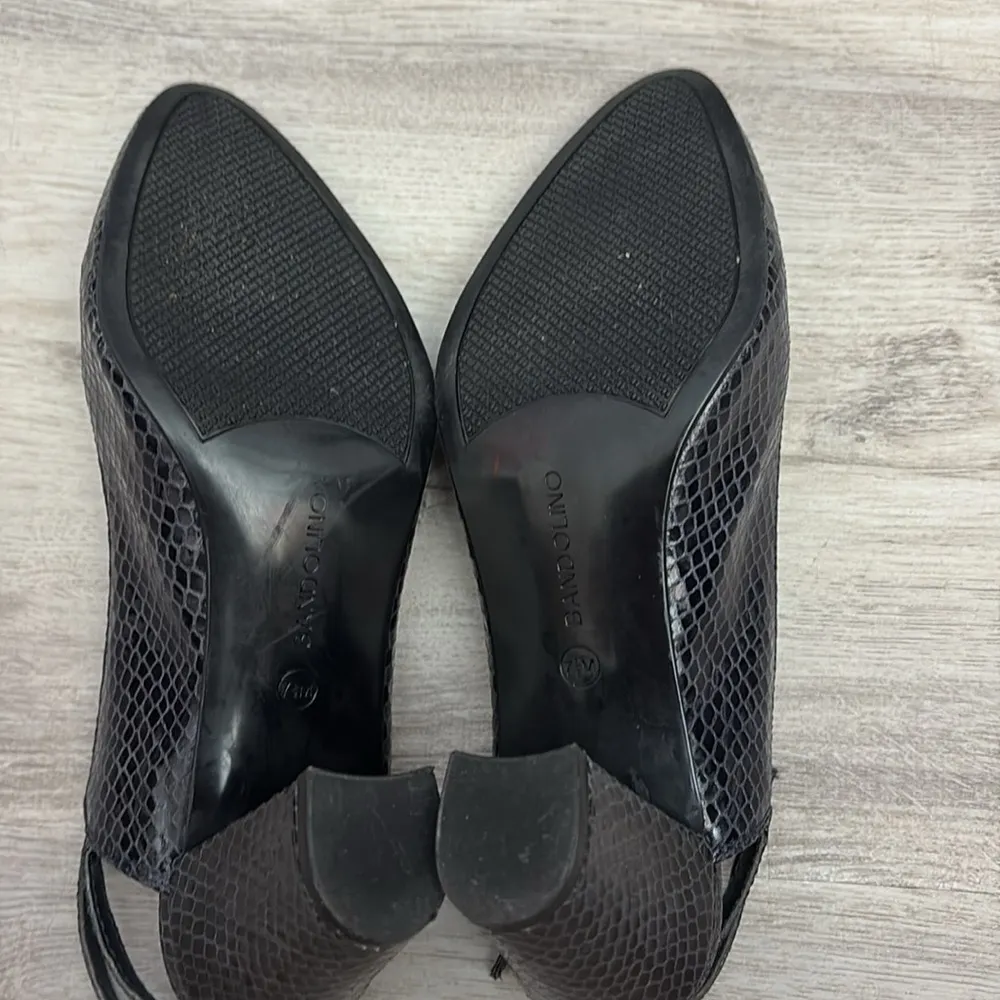 Blue Snakeskin Print Double Buckle Sling Back 3" Block Heels Size 7.5M - Image 13