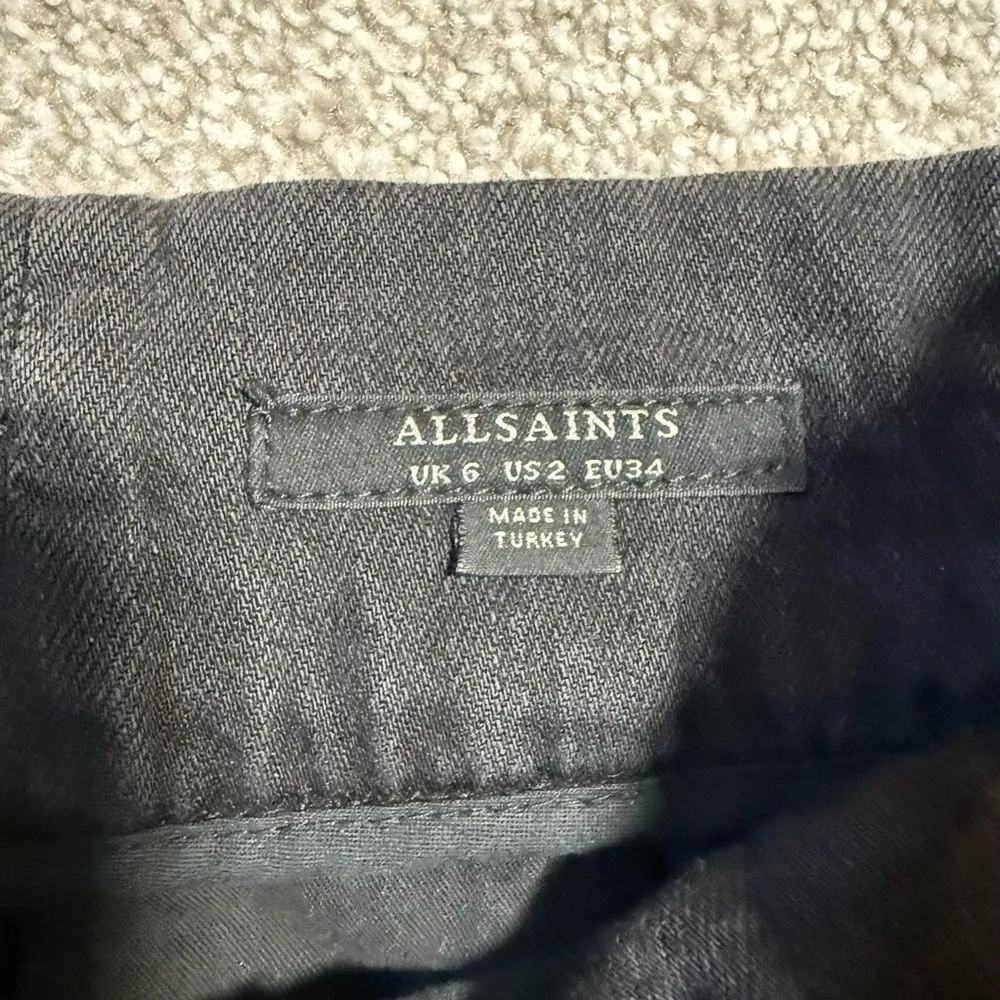 AllSaints Ralita Paperbag High-Rise Cropped Jeans – Black – Size 2 - Image 8