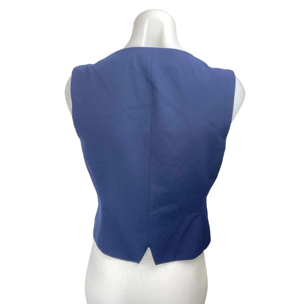 Zara Women's Blue Sleeveless V Neck Pocket Button Up Coat Jacket Vest Top Size M - Image 2