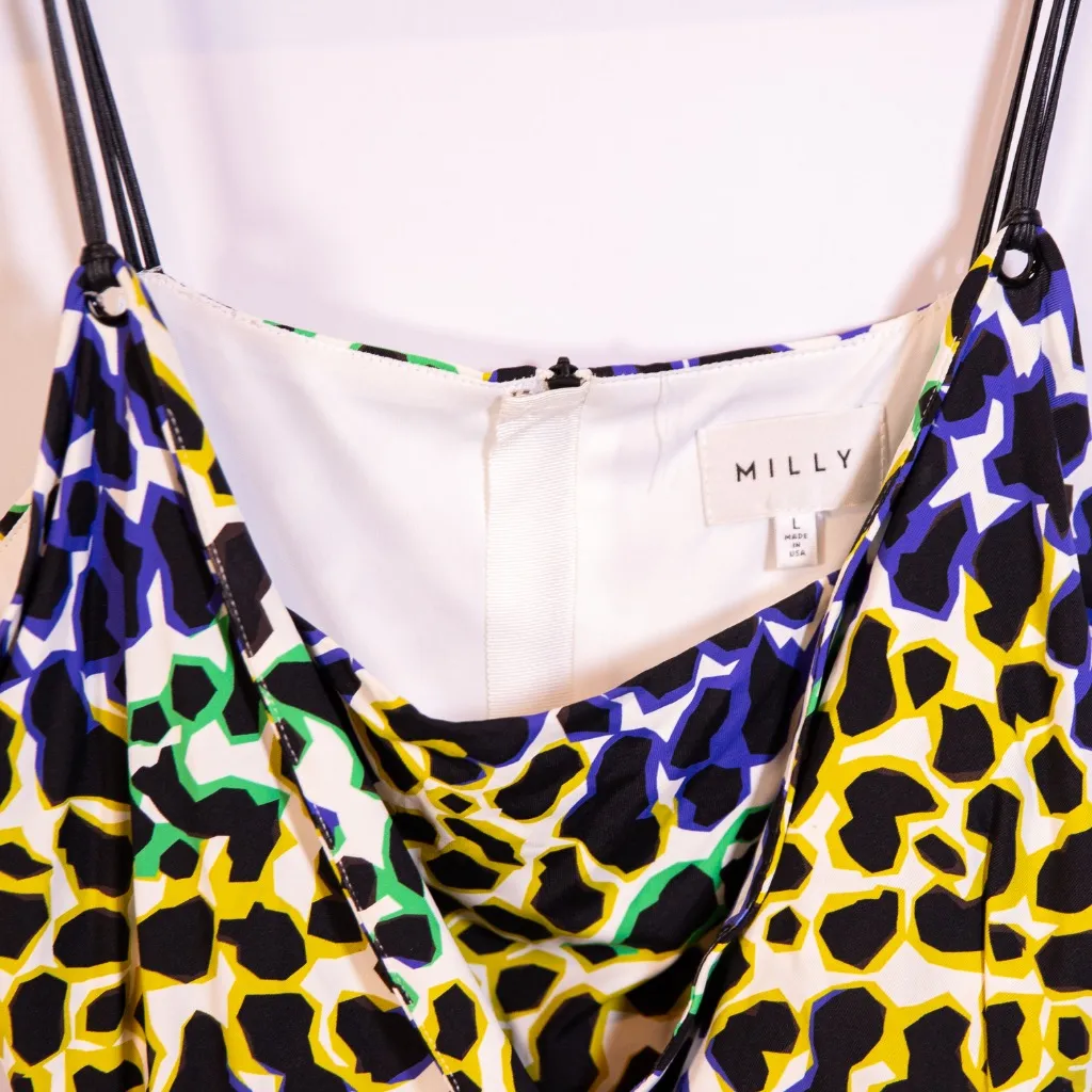 Milly  Grommet Tank Draped Stretch Cheetah Leopard Animal Print Mini Dress Large  - Image 2