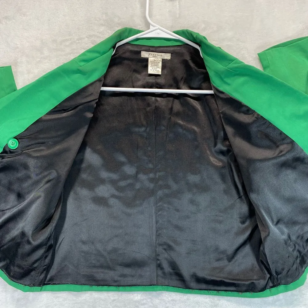 Vertigo Paris Green Double Breasted Cropped Blazer Jacket Cotton Blend Size M - Image 7