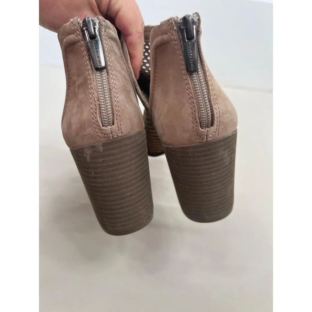Vince Camuto Katnina Heels Size 9M Brown PeepToe Bootie Chunky Mesh Zipper Chic - Image 6
