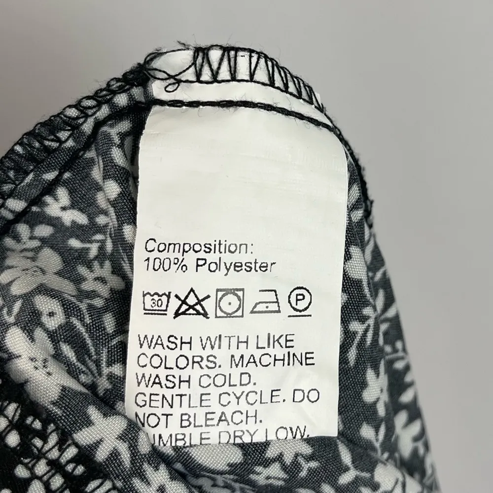 Boho Small Ditsy Floral Daisy Wide Leg 60's Flare Pants Hippie Retro Black - Image 5