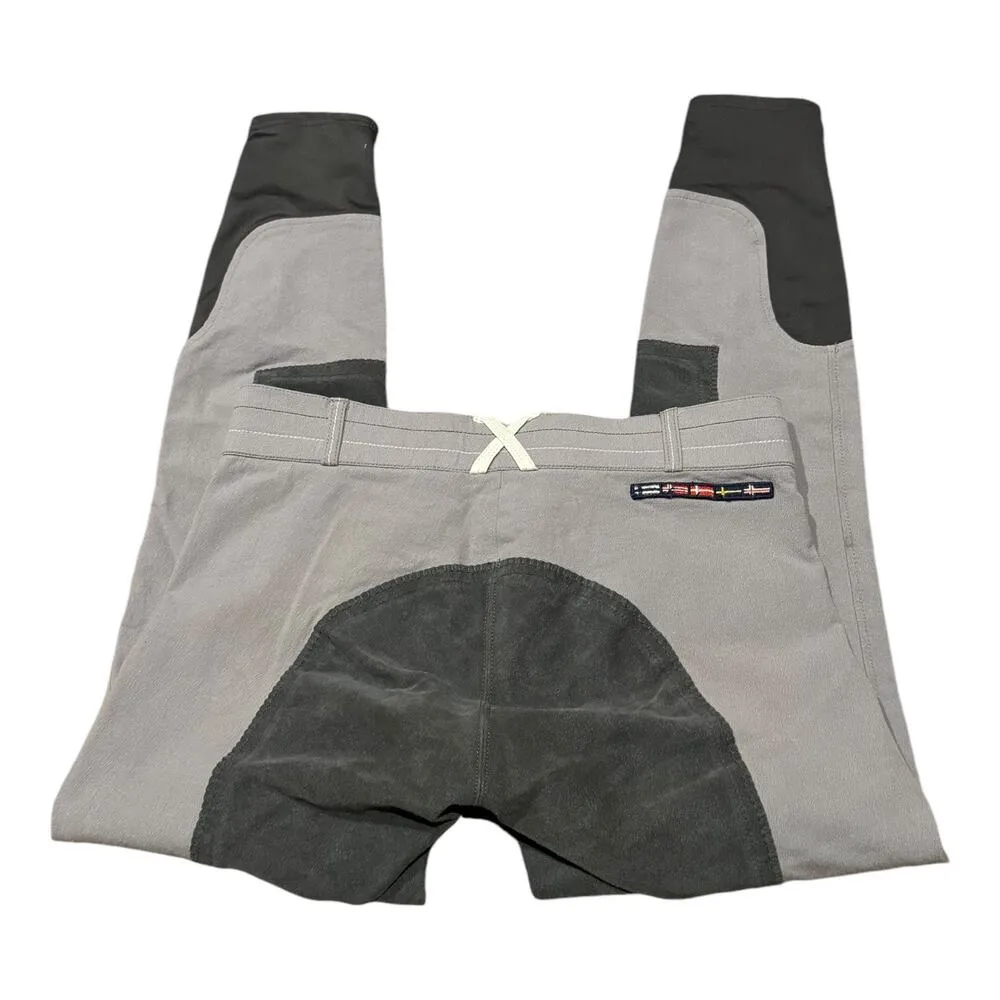 Goode Rider blue denim with white print & Horze gray breeches bundle size 28 R - Image 7