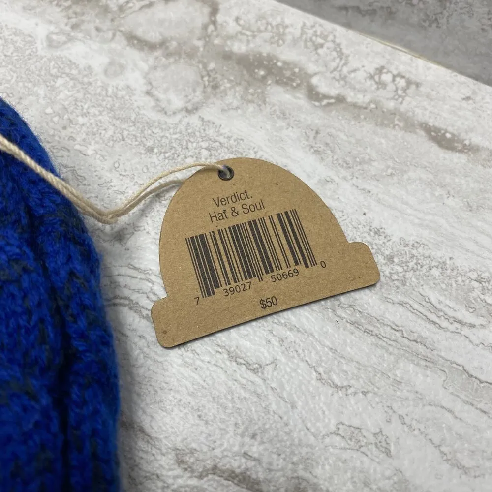 Verdict. Hat & Soul Two Toned Acrylic Knit Beanie Hat Blue Ombre Winter Outdoors - Image 4