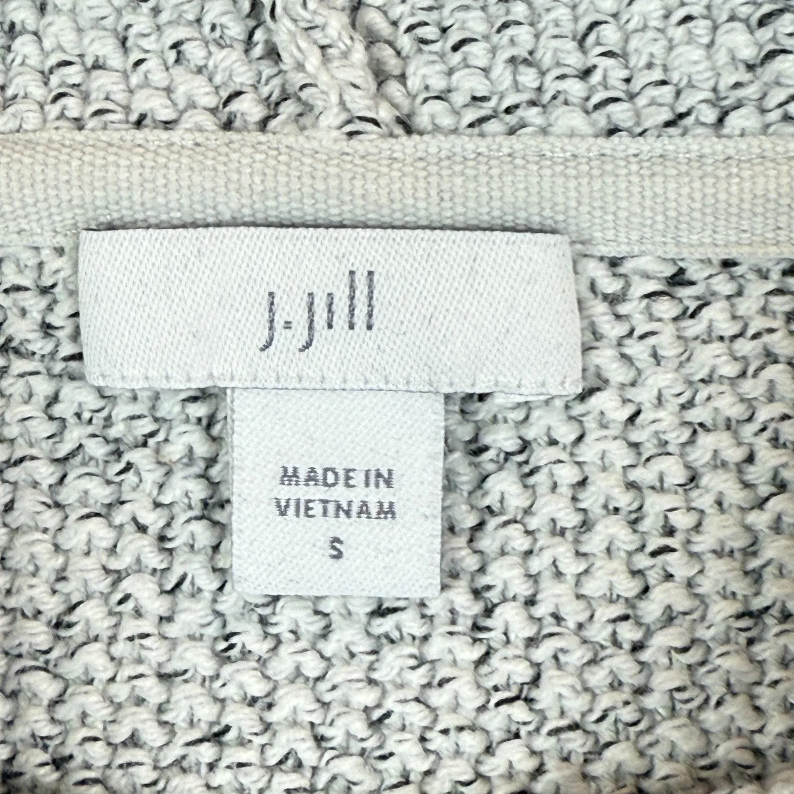 J.Jill Sweater Women's Small Gray Navy Knit Mock Neck Oversized Pullover Classic - Image 4