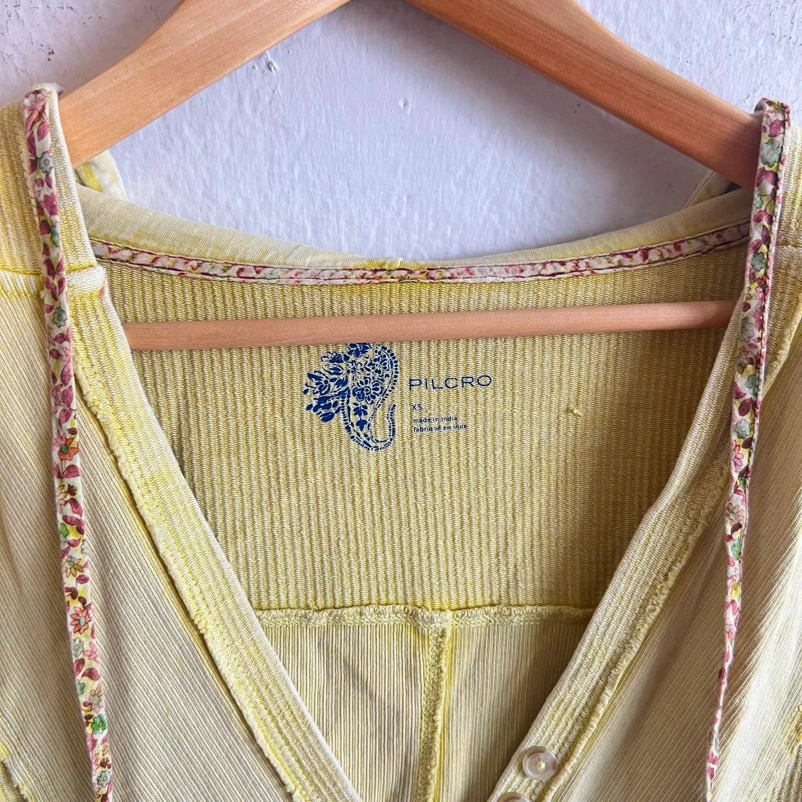 PILCRO Anthropologie Mustard Yellow Hooded Sweater Tunic Top Boho Cabin Women XS - Image 5