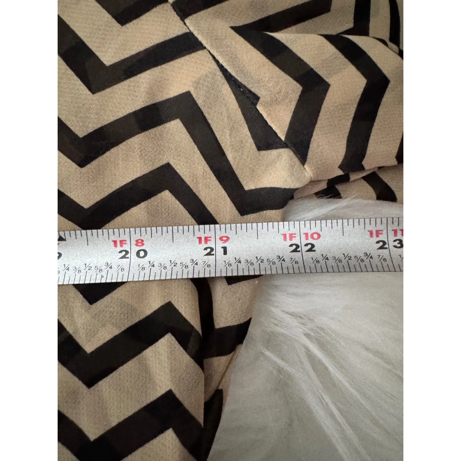 Womens Sheer Chevron Print Button Down Shirt Blouse Top Red Accents - Image 3