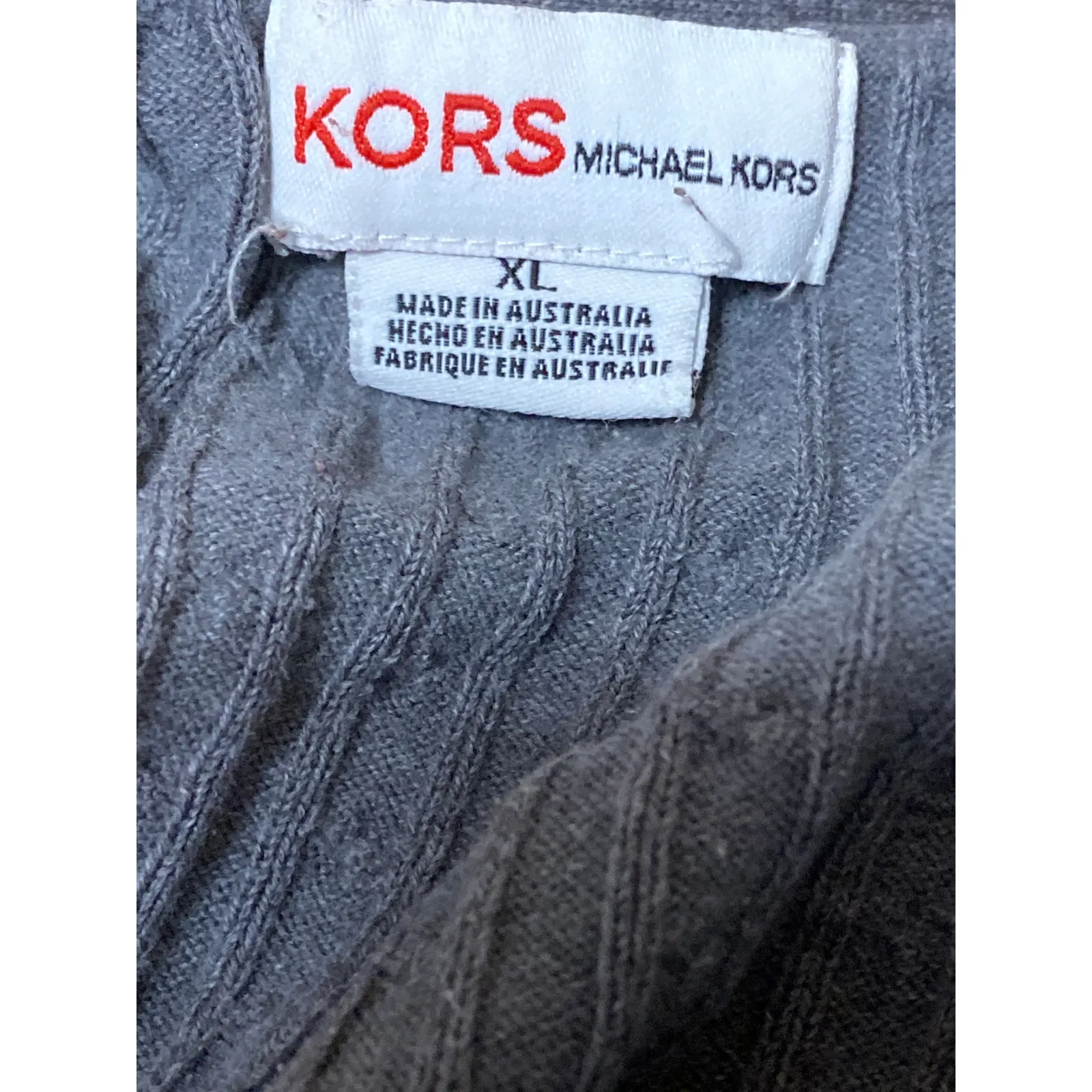 KORS Michael Kors Gray V Neck Long Sleeve Button Up Cardigan Sweater Top Size XL - Image 3