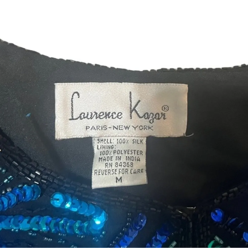 Laurence Kazar Vintage Beaded Silk Sequin Jacket 80s Glam Medium - Image 5