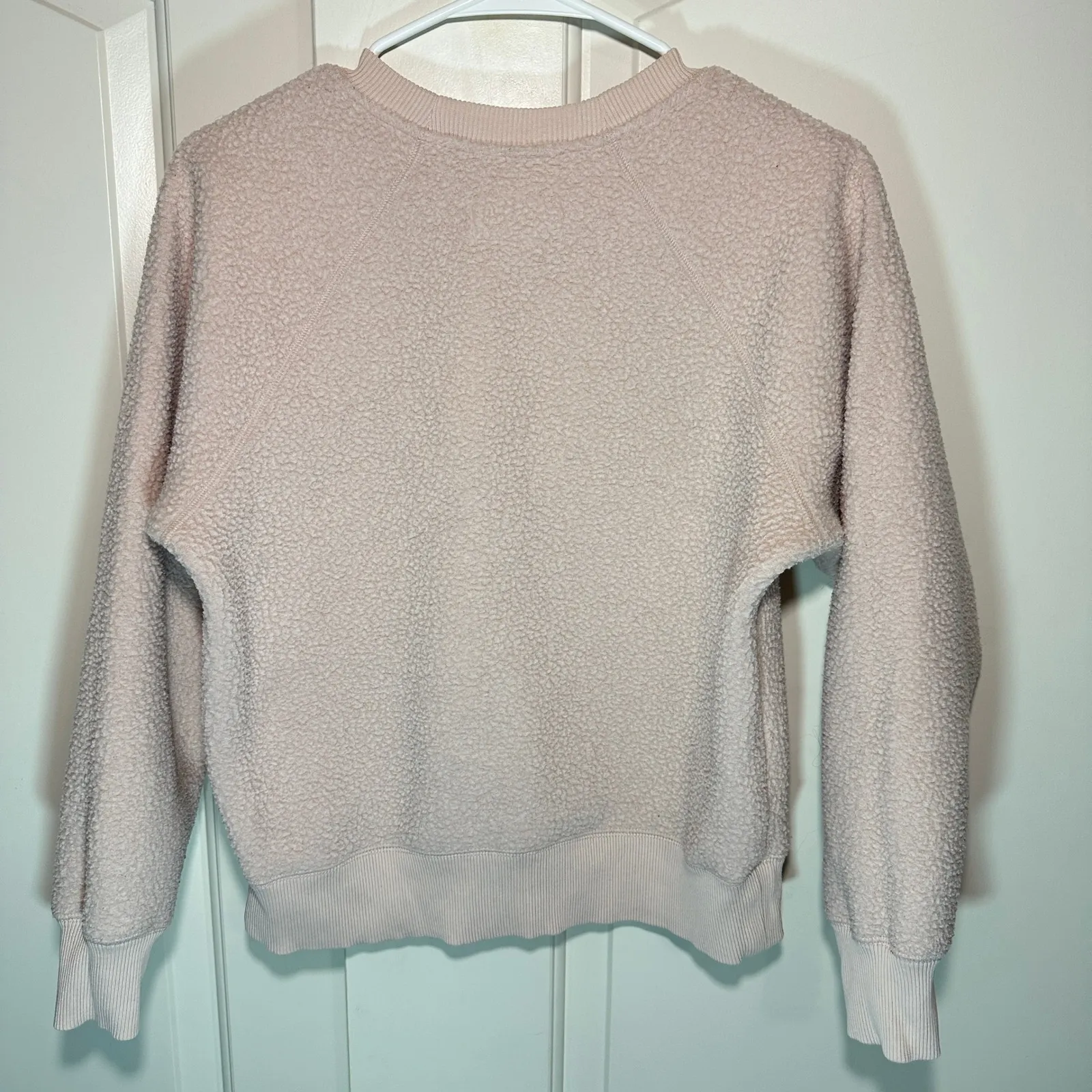 Everlane The Renew Teddy Crewneck Oversized Sweatshirt Blush Pink‎ Organic Small - Image 4