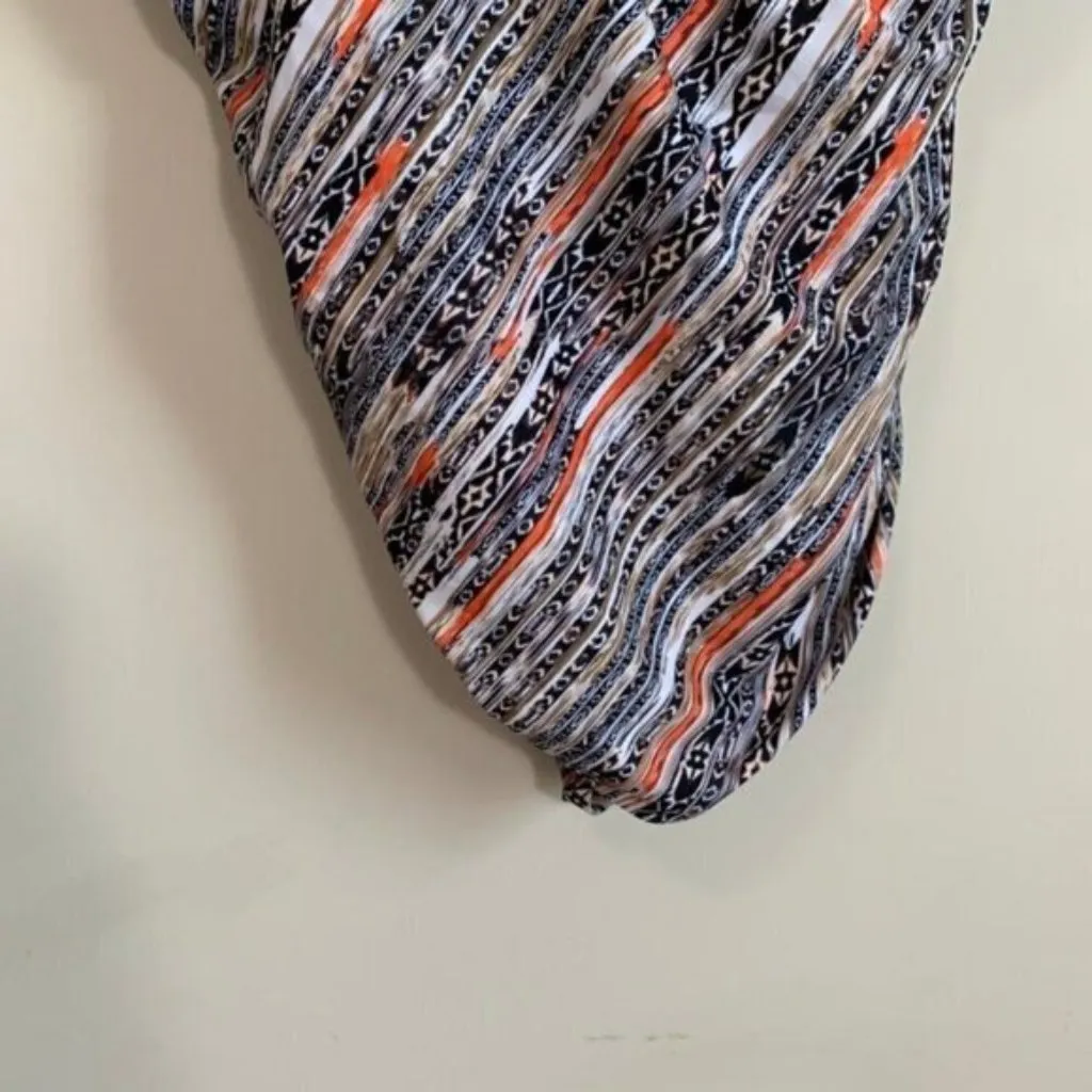 Betty's Beach Bungalow Striped One Piece Swimsuit V Neck Ruched Tummy Control 16 Orange - Image 4