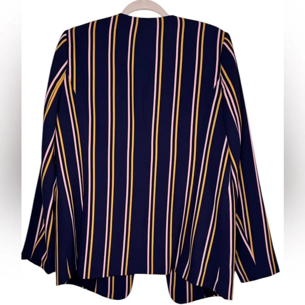 Halogen Yellow and Pink Stripped Navy Blazer from Halogen Size L - Image 4