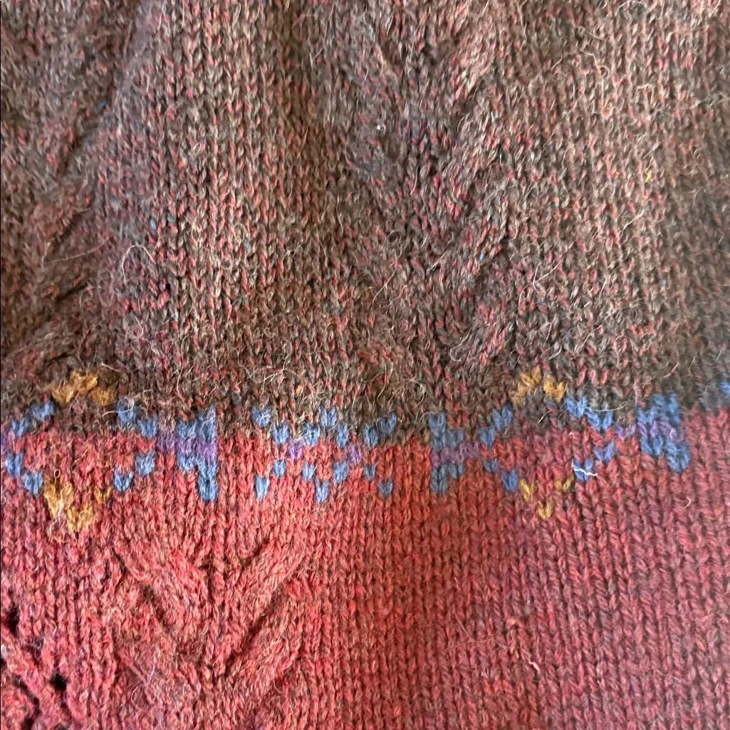 Woolrich Brown and Red Women's Turtleneck Sweater 100%Wool - Image 4