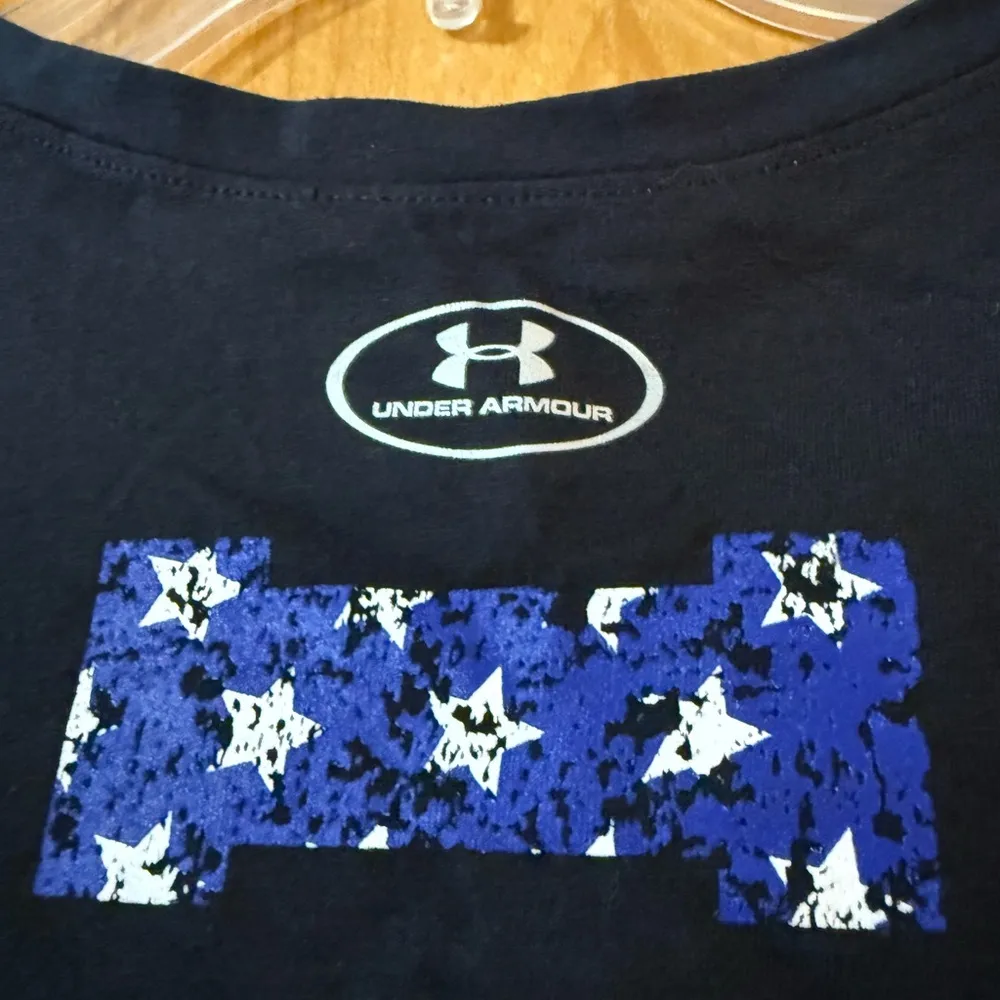 Under Armour I WILL American Flag Logo Tee Black T-Shirt Semi-Fitted NWT Large - Image 12